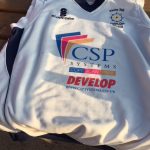 Photo of the cricket shirt with the CSP Systems sponsorship logo