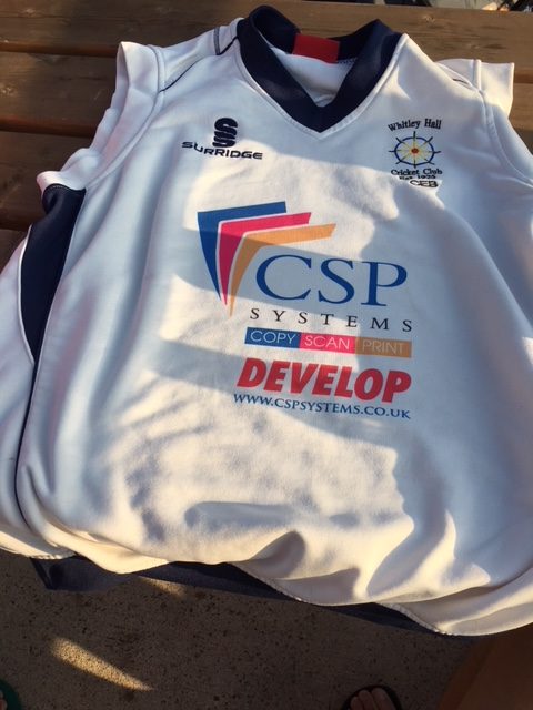 Photo of the cricket shirt with the CSP Systems sponsorship logo